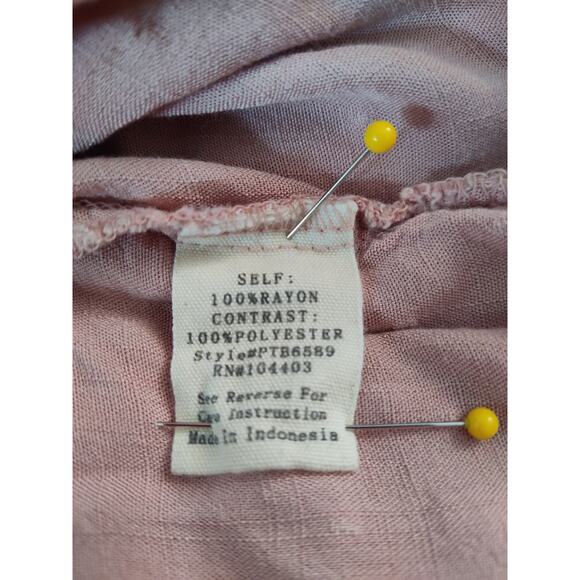 Perch by Blu Pepper Blouse Dusty Pink Swiss Dot Flouncy Flowy Long Sleeve 1XL - Picture 7 of 11